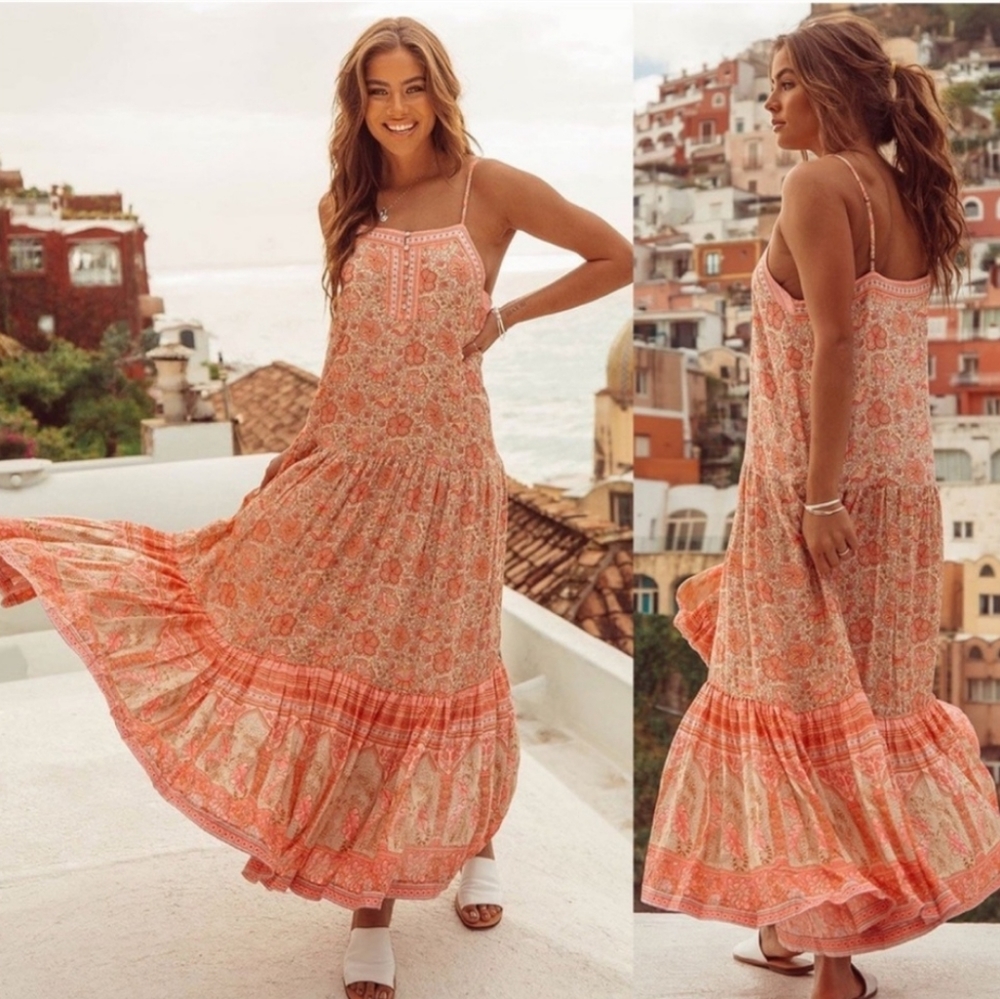 Spell And The Gypsy Collective Poinciana Strappy Dress Gown Size M - Picture 3 of 11